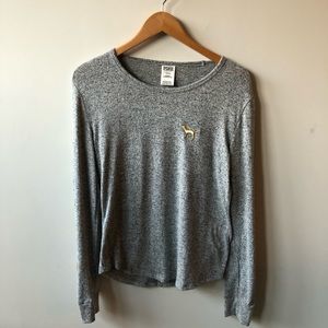 Heathered Grey & Gold PINK Collegiate Long Sleeve